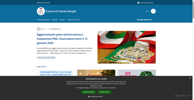 Security scan screenshot of https://www.comune.varano-borghi.va.it/it