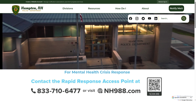 Security scan screenshot of https://hamptonnhpd.gov/