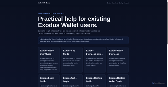 Security scan screenshot of https://exoduswallethelpcenter.vercel.app/