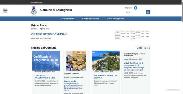 Security scan screenshot of https://www.comune.solonghello.al.it/