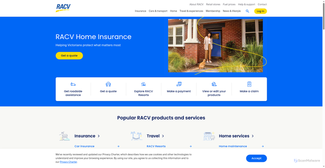 Security scan screenshot of https://racv.com.au