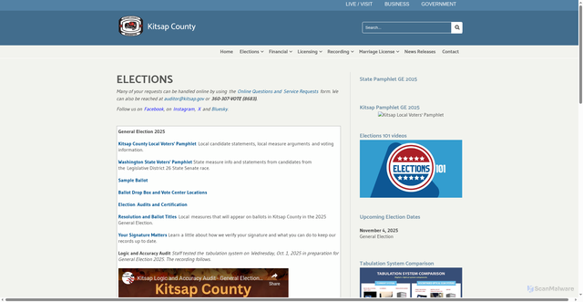 Security scan screenshot of https://www.kitsap.gov/auditor/Pages/elections.aspx/