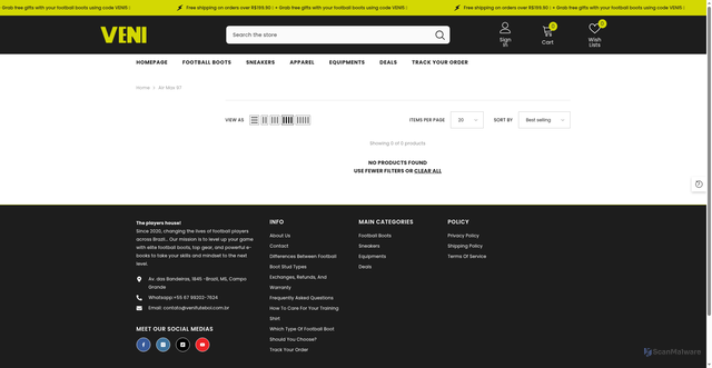 Security scan screenshot of https://venifutbol.com/collections/air-max-97