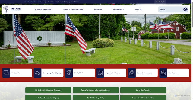 Security scan screenshot of https://sharonct.gov/