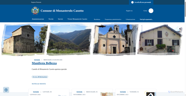 Security scan screenshot of https://www.comune.monasterolocasotto.cn.it
