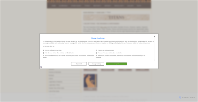 Security scan screenshot of https://www.theoi.com/greek-mythology/titans.html