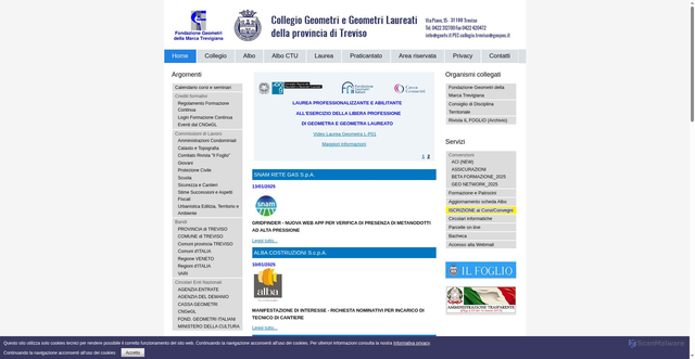 Security scan screenshot of https://www.geotreviso.it/