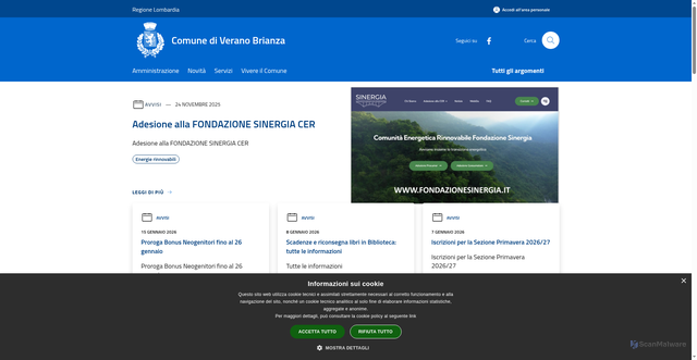 Security scan screenshot of https://www.comune.veranobrianza.mb.it/it