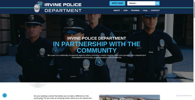 Security scan screenshot of https://joinirvinepd.gov/