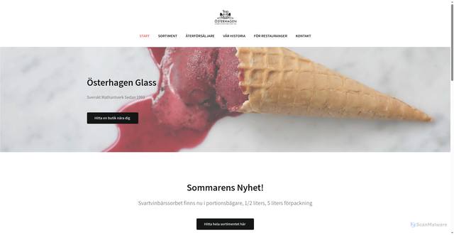 Security scan screenshot of https://osterhagenglass.se