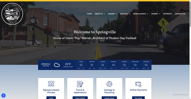 Security scan screenshot of https://www.villageofspringvilleny.gov/