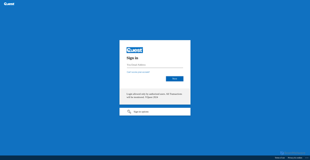 Security scan screenshot of https://questsystems-my.sharepoint.com
