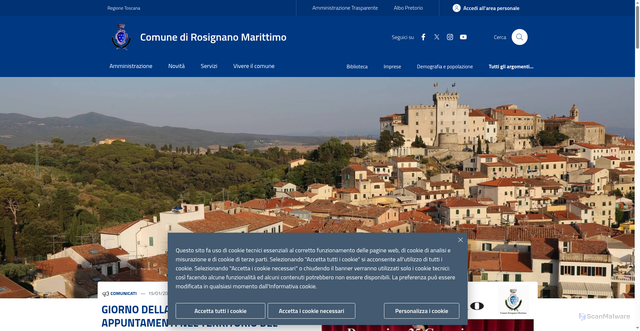 Security scan screenshot of https://www.comune.rosignano.livorno.it/