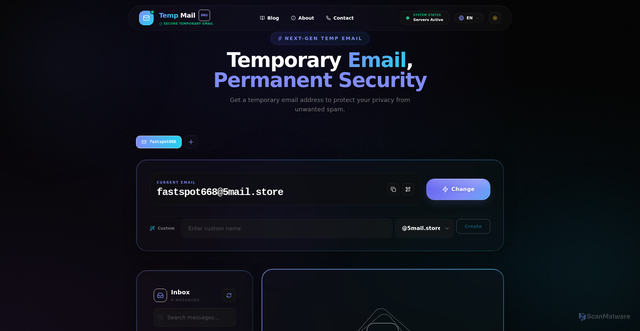 Security scan screenshot of https://5mail.store/