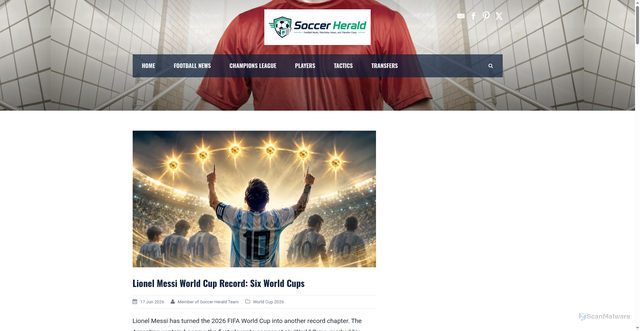 Security scan screenshot of https://soccerherald.com/lionel-messi-world-cup-record-six-world-cups/