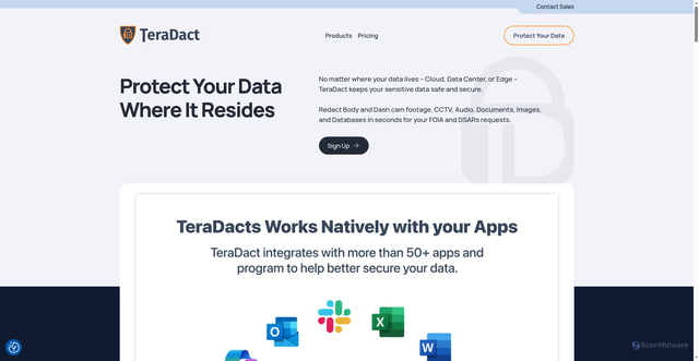 Security scan screenshot of https://www.teradact.com/