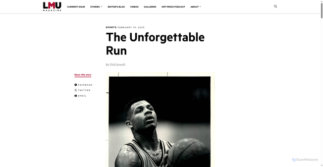 Security scan screenshot of https://magazine.lmu.edu/articles/the-unforgettable-run/