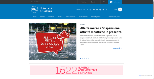 Security scan screenshot of https://www.unict.it/