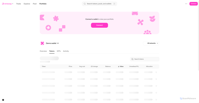 Security scan screenshot of https://web-web-embed-iframe-test-harness-uniswap.vercel.app/portfolio/tokens