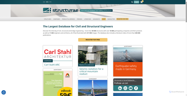 Security scan screenshot of https://structurae.net