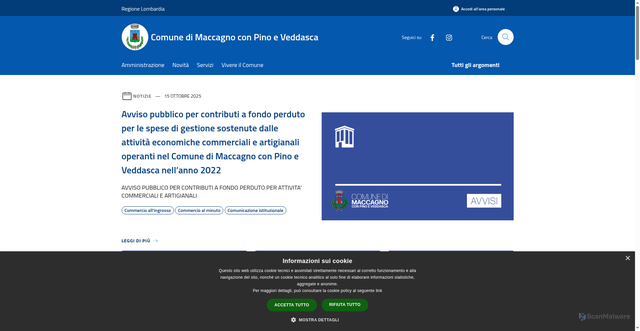Security scan screenshot of https://www.comune.maccagnoconpinoeveddasca.va.it/it