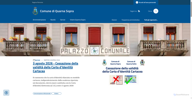 Security scan screenshot of https://www.comune.quarnasopra.vb.it
