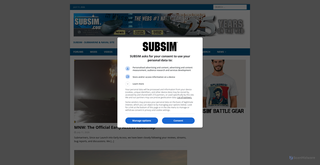Security scan screenshot of https://subsim.com