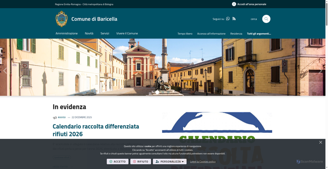 Security scan screenshot of https://www.comune.baricella.bo.it/it-it/home