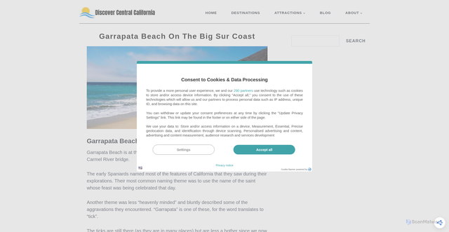 Security scan screenshot of https://www.discover-central-california.com/garrapata-beach/