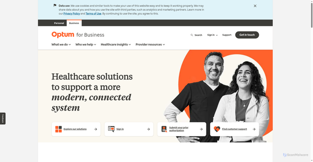Security scan screenshot of https://changehealthcare.com