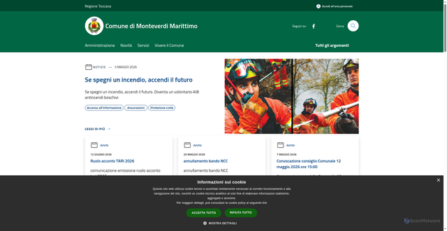 Security scan screenshot of https://www.comune.monteverdi.pi.it