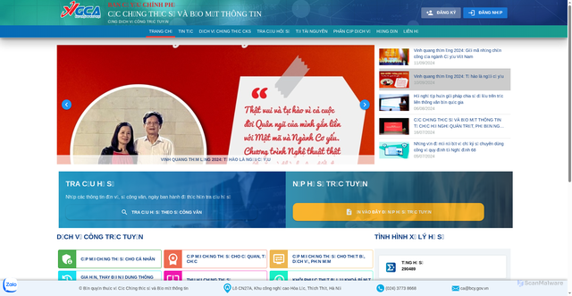 Security scan screenshot of https://ca.gov.vn