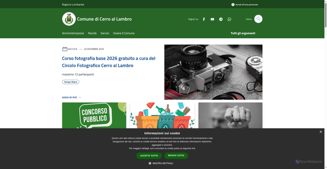 Security scan screenshot of https://www.comune.cerroallambro.mi.it/it