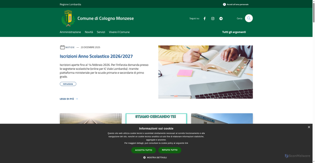 Security scan screenshot of https://www.comune.colognomonzese.mi.it/it