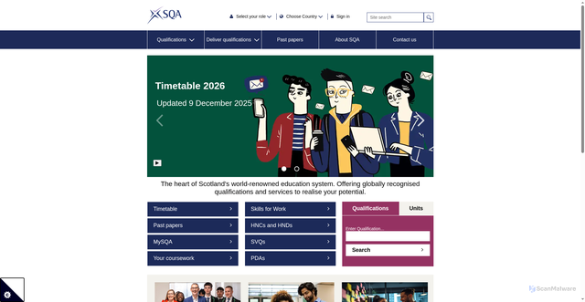Security scan screenshot of https://www.sqa.org.uk/