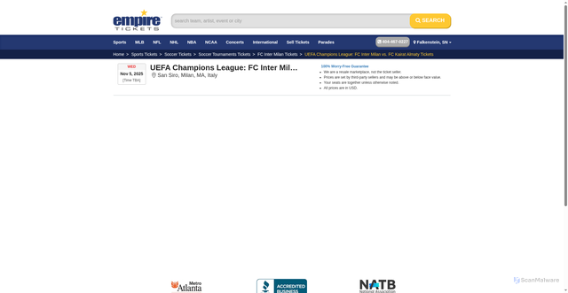 Security scan screenshot of https://www.empiretickets.com/events/soccer_tournaments_tickets/7375764/uefa_champions_league_fc_inter_milan_vs_fc_kairat_almaty_2025-11-05_03_30_00