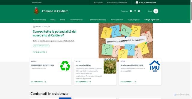 Security scan screenshot of https://www.comune.caldiero.vr.it/