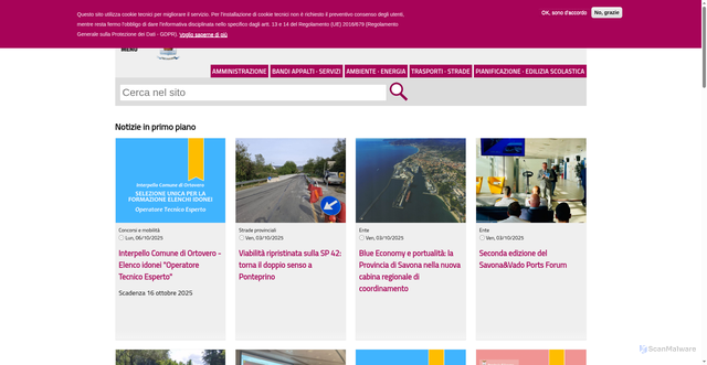 Security scan screenshot of https://www.provincia.savona.it/