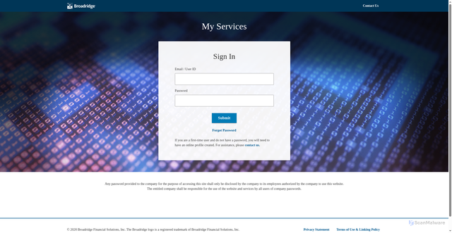 Security scan screenshot of https://east-myservice.broadridge.com