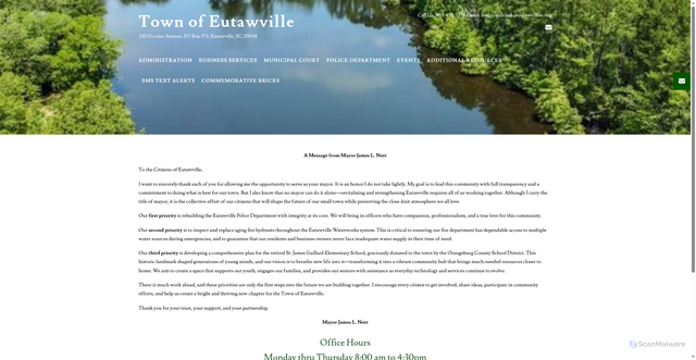 Security scan screenshot of https://townofeutawville.gov/