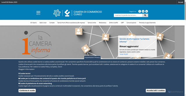 Security scan screenshot of https://www.cn.camcom.it/