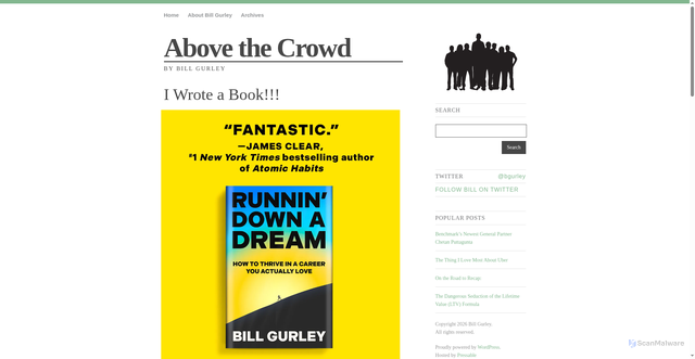 Security scan screenshot of https://abovethecrowd.com/
