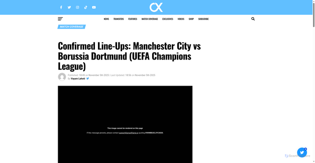 Security scan screenshot of https://cityxtra.co.uk/36758/confirmed-line-ups-manchester-city-vs-borussia-dortmund-uefa-champions-league/
