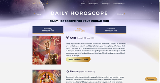 Security scan screenshot of https://astrology.tv/horoscope/daily/