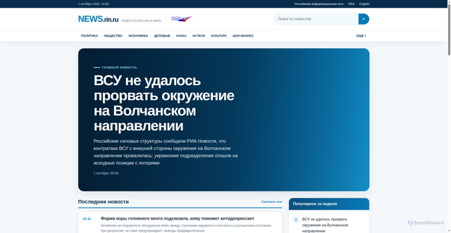 Security scan screenshot of https://news.rin.ru