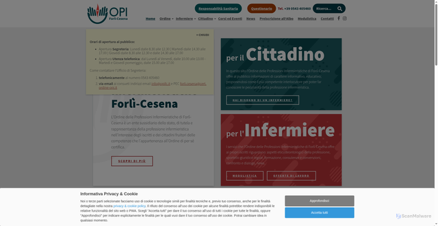 Security scan screenshot of https://www.opifc.it