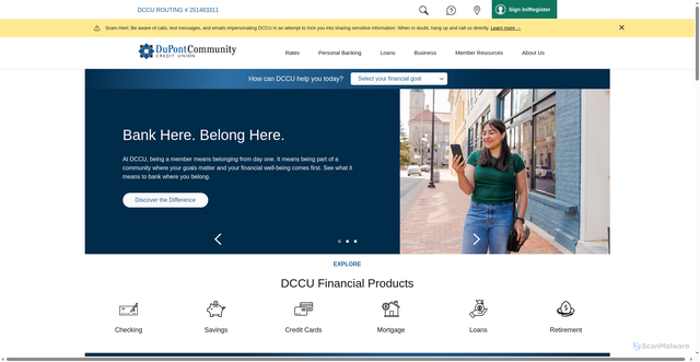 Security scan screenshot of https://www.mydccu.com/