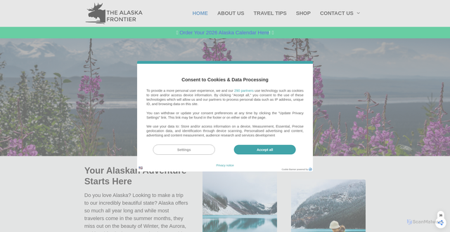 Security scan screenshot of https://thealaskafrontier.com/