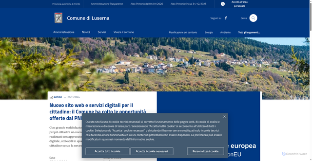 Security scan screenshot of https://www.comune.luserna.tn.it