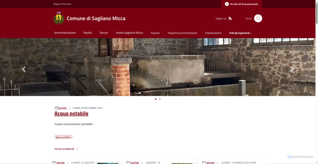 Security scan screenshot of https://www.comune.saglianomicca.bi.it/